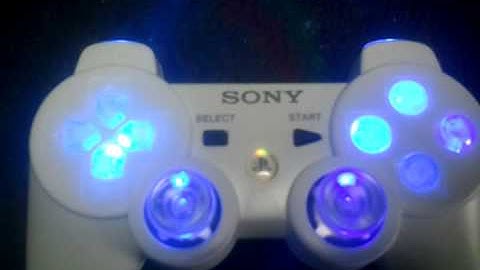 White Dualshock 3 with Blue Leds and Rainbow PS button