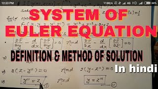 Numerical based on system of Euler Lagrange equation. || how to solve system of Euler equation.