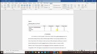 APA 7 in Microsoft Word: Formatting Tables