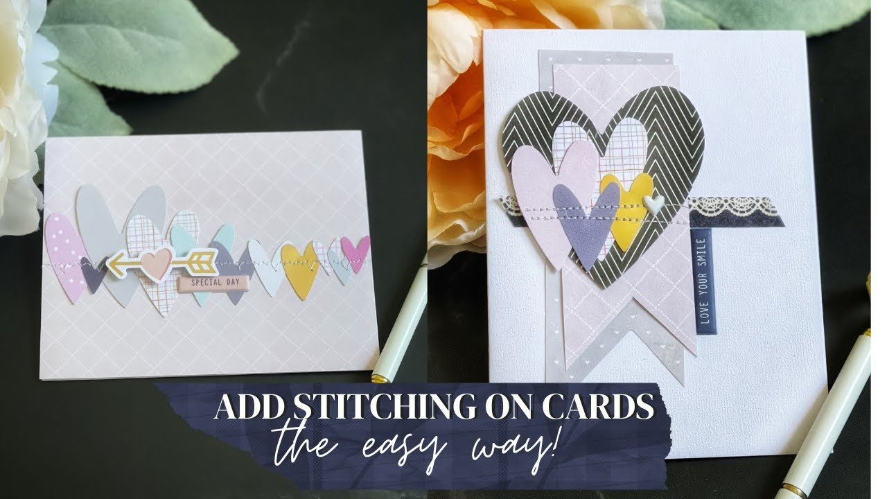 Easy way to add stitching to cards or paper crafting projects - YouTube