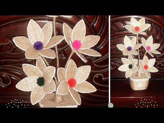 Beautiful Flower making Idea with Jute: 3 Designs/ Super Easy Jute