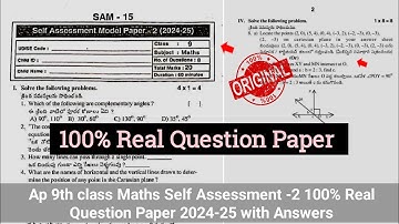 9th class Mathematics Fa2 question paper 2024-25|Ap 9th self assessment 2 maths model paper 2024