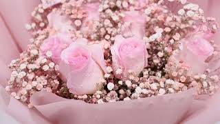 A luxurious light pink roses bouquet No.89 | باقة ورود وردية فخمة رقم89 screenshot 2