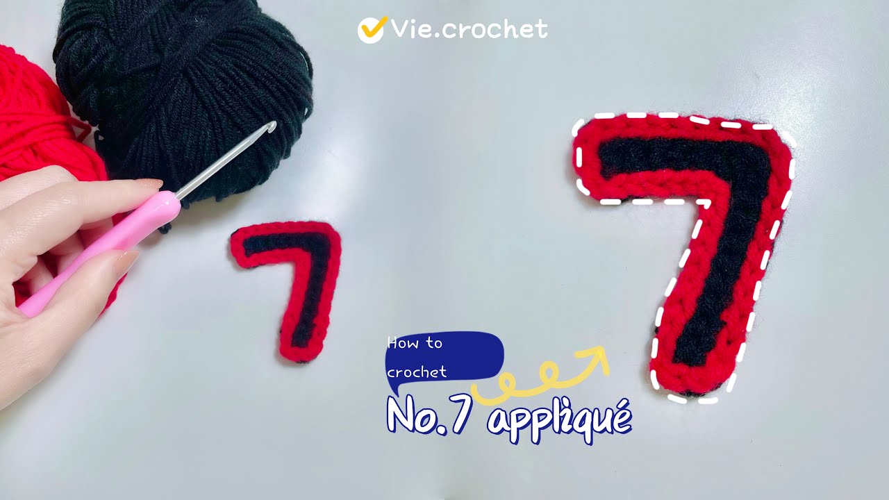 How To Crochet Number 7 Appliqué - YouTube
