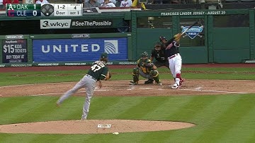 OAK@CLE: Overton whiffs Davis in the 1st inning