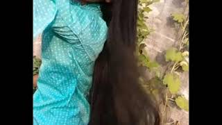Long hair silky wet dry long hair indian teen girl