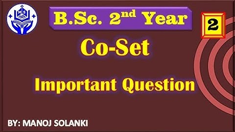 Important Question (2) Co-Sets || Group Theory || #msmaths #bscmaths #bamaths