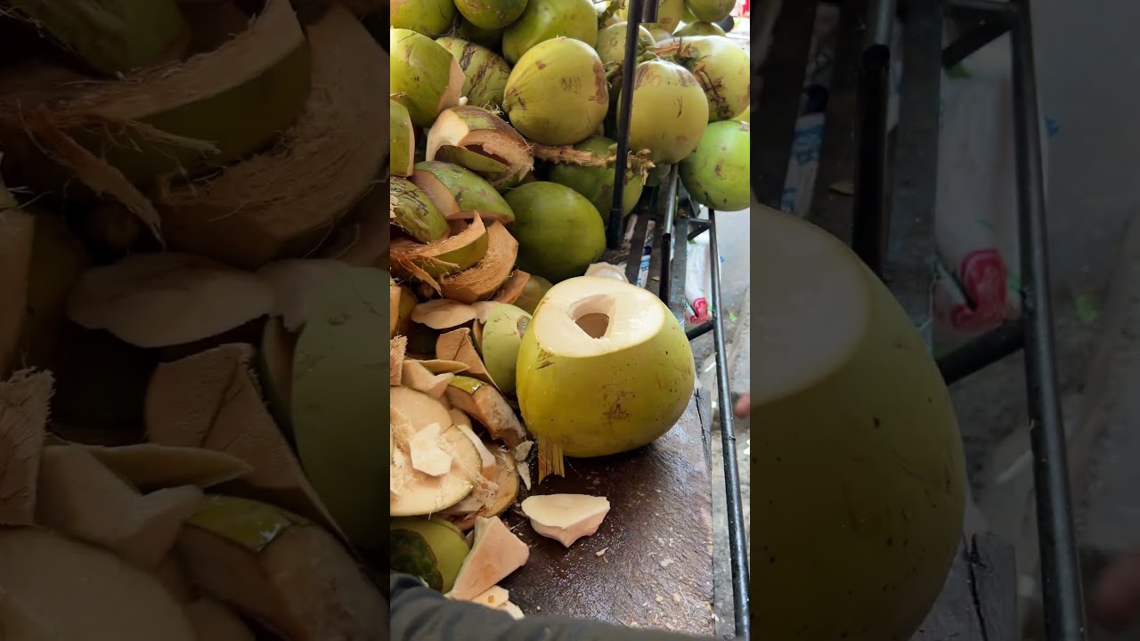 Fresh coconut cutting skill! #shorts #viral #streetfood #fruit #coconut #explore