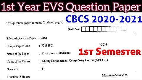 Environmental Studies | 1st Year | 1st Semester | Previous Question Paper | Most Important Question