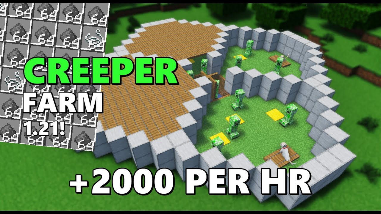 Minecraft Easy Creeper Farm 1.21 Tutorial java -2000 Gunpowder Per Hour ...