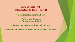 LAW OF TORTS 02   Introduction II