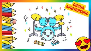Como Dibujar Una Bateria Dibujo Fácil Para Niños