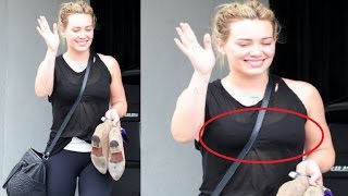 Hilary Duff Nipple Poke In Gym Outfit
