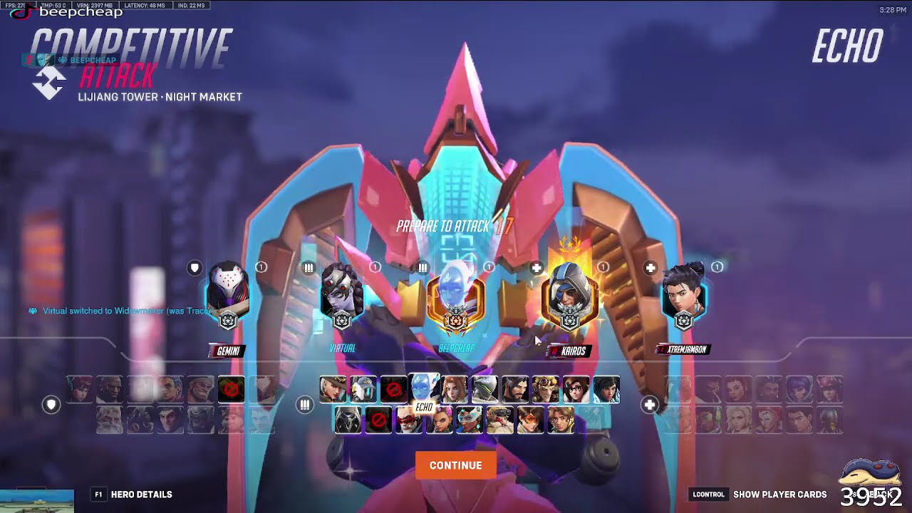 Эхо-перки — BEEPCHEAP GAMEPLAY OVERWATCH 2 СЕЗОН 18 ТОП-500