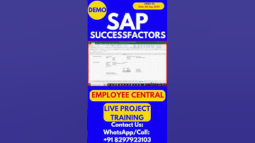 SAP SuccessFactors Employee Central Training Video 42: 5 Sep 2024 #sapsuccessfactorstraining