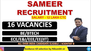 SAMEER RECRUITMENT 2023 | LATEST GOVERNMENT JOB UPDATES IN ENGLISH
