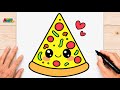 How to Draw a Cute Pizza Slice ???? | Easy Kawaii Drawing for Kids & Beginners