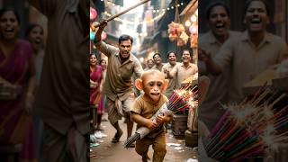 🔥 happy Deepavali| Monkey Causes Chaos in Village Market 😱 | Epic Firecracker Chase 🧨