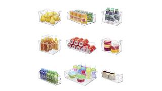 Stackable Plastic Kitchen Refrigerator \& Freezer Storage Bins - mDesign