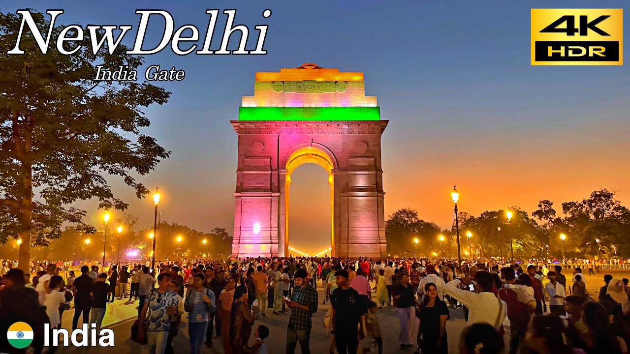 Delhi Walking Tour | Evening walk around India Gate in New Delhi | India 🇮🇳 May 2024 [4K HDR]
