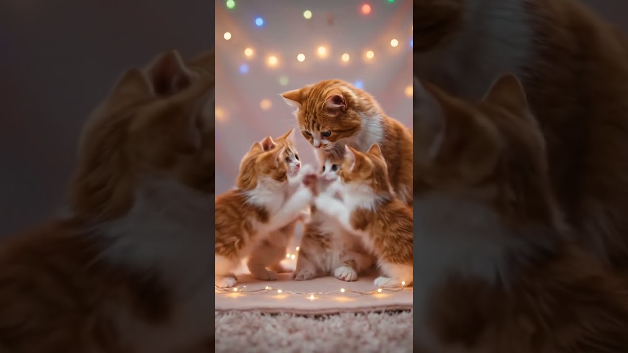 cat and her family are having a dance par 🐱Kids will love this cute cat video! 😻