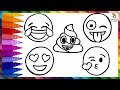 Dibuja y Colorea 5 EMOJIS 😂😍💩😜😘 Dibujos Para Ni&ntilde;os