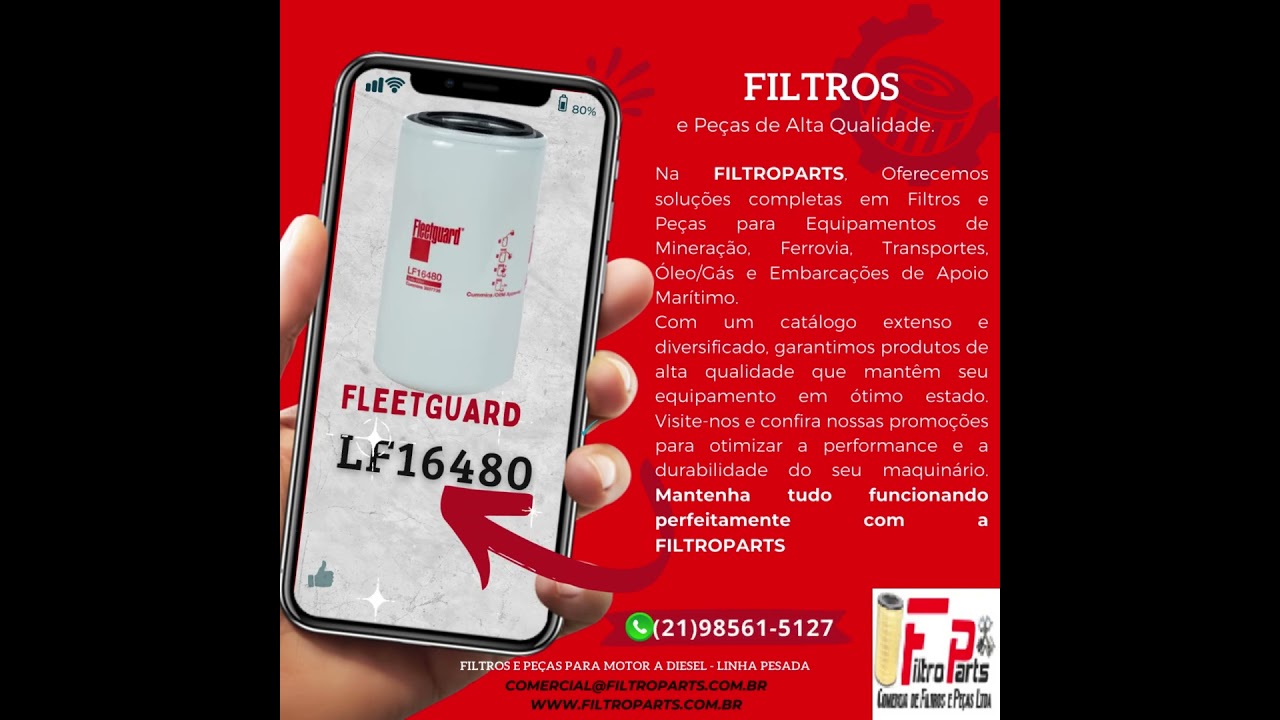 LF16480 Filtro Lubrificante Sintético Spinon FLEETGUARD