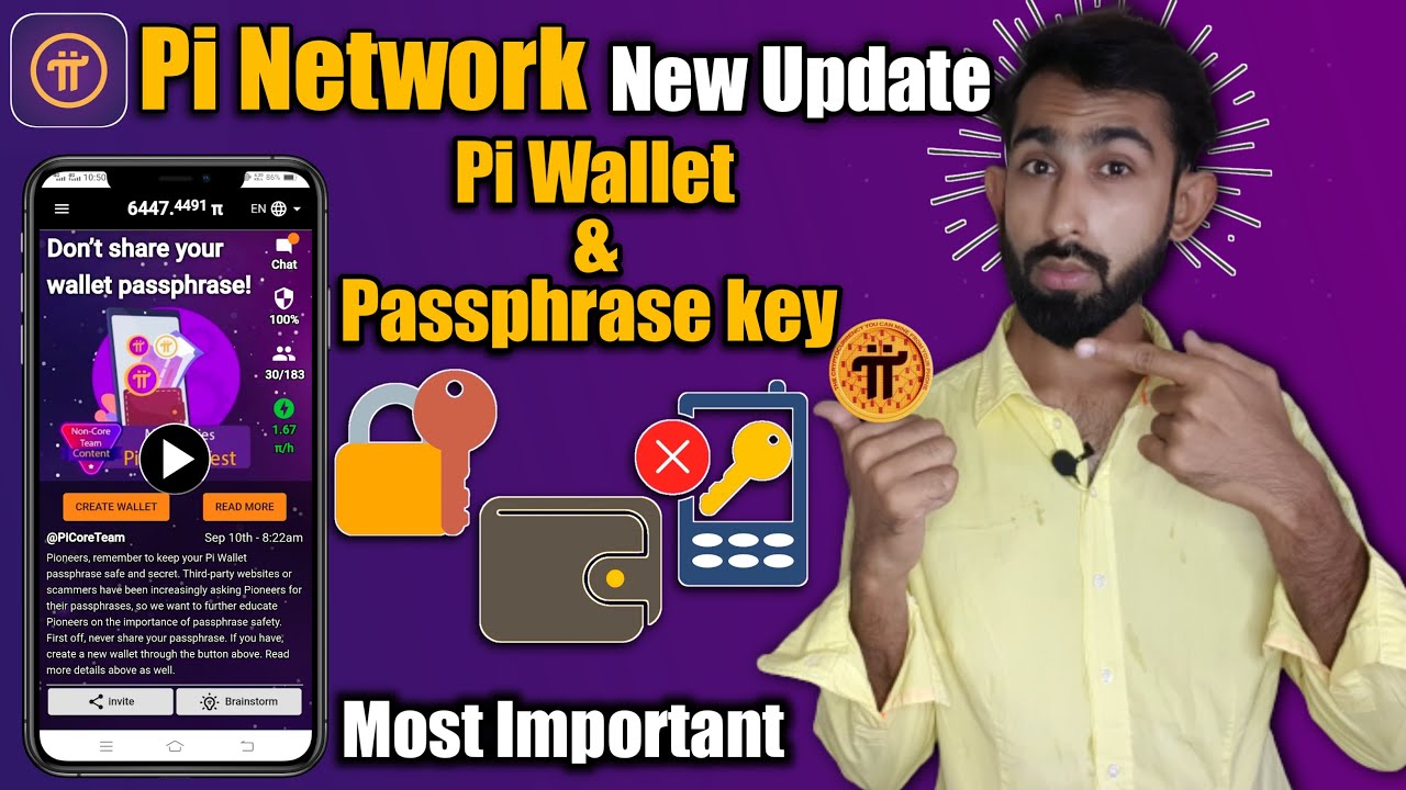 Pi Network new update | pi wallet and pi passphrase key | don't share