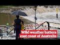 Woman dies as south-east Queensland and NSW battered by torrential rain and flooding in wild weather