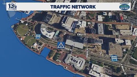 Road closure and parking restriction in place due to Harborfest in Norfolk