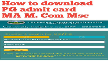 How to download PG Exam admit card MA  Msc M. Com !!hpu pg exam admit card kaise nikale