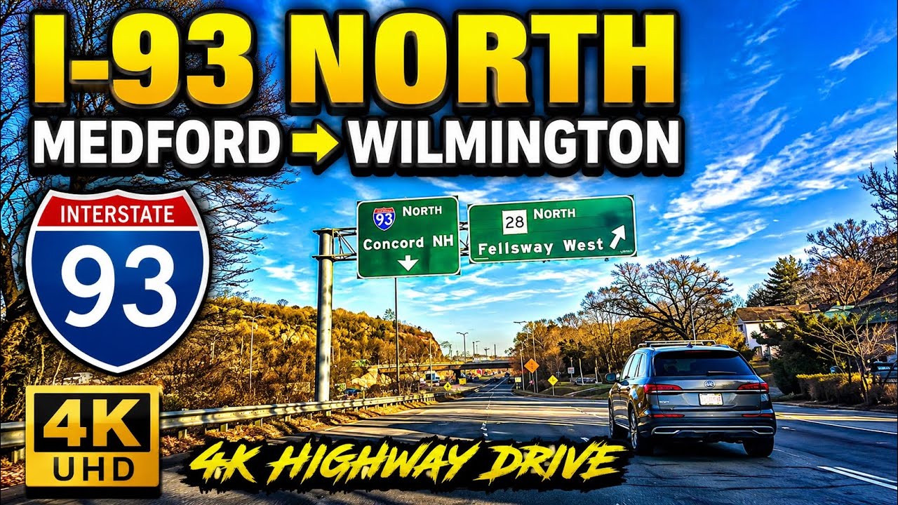I-93 North | Medford to Main Street Wilmington MA | 4K Highway 