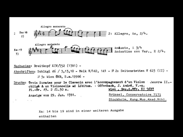 ヴァンハル：ピアノのための主題と変奏曲Weinmann XV:F5 Wanhal(Vanhal); Piano Trio E-dur Weinmann Xa:19- 2.Molto Andante A