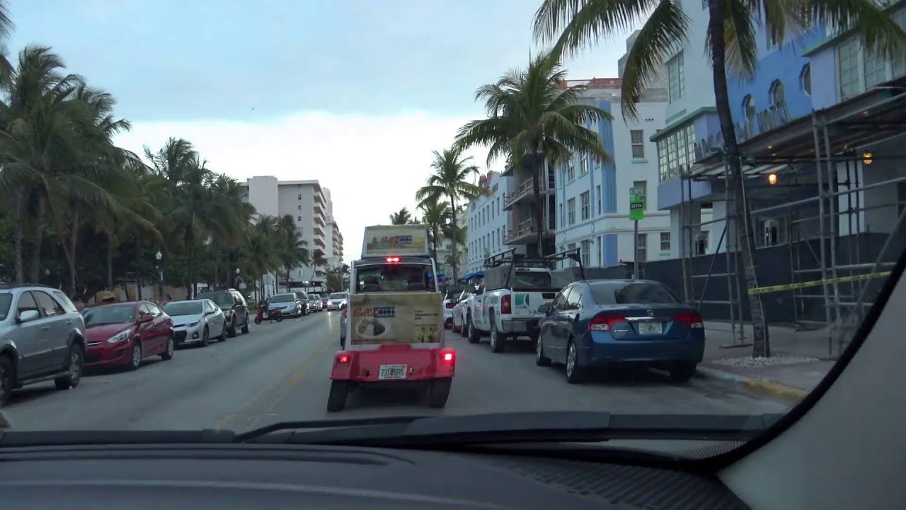 Ocean Drive, South Beach - Beautiful Views Driving Through the Famous Miami Street