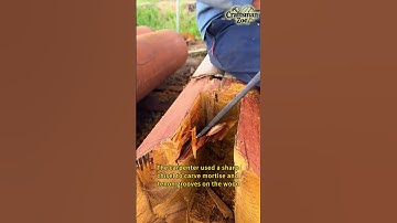 The carpenter used a sharp chisel to carve mortise and tenon grooves on the wood