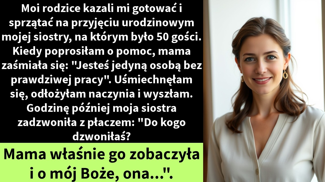 Moi rodzice kazali mi gotować i sprzątać na przyjęciu urodzinowym mojej siostry, na którym było