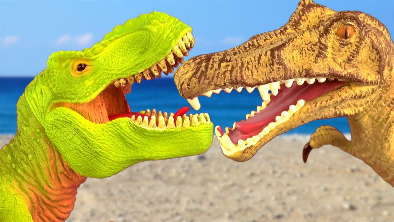 t rex ark Dinosaur Fight Dinosaurs Battle Tyrannosaurus T rex vs Spinosaurus Fun Ending Dino SuperFunReviews