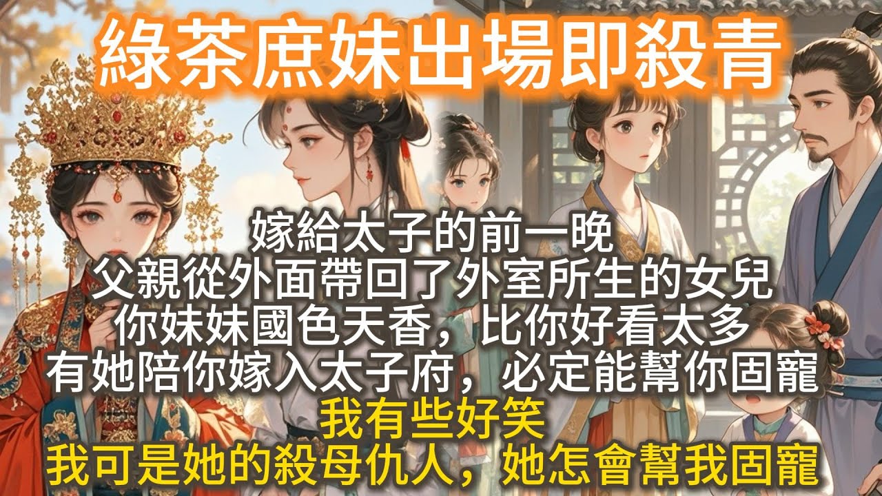 完結好哭乾脆利落復仇文：綠茶庶妹出場即殺青。嫁給太子的前一晚，父親從外面帶回了外室所生的女兒。你妹妹國色天香，比你好看太多，有她陪你嫁入太子府，必定能幫你固寵。 我有些好笑。 我可是她的殺母仇人···