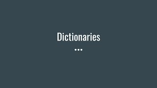 Famous Introduction to Programming Using Python: 22: Dictionaries Profile