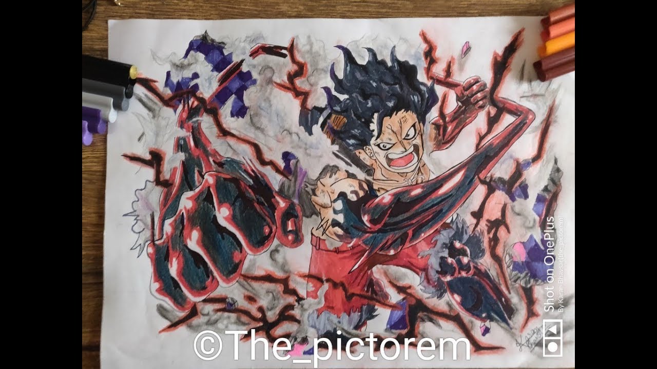Drawing luffy gear fourth snakeman Monkey D. luffy Onepiece YouTube