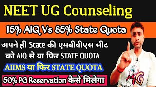 NEET UG - Importance Of 15% All India Quota Over 85% State Quota MBBS Seats | Why AIIMS/JIPMER/CU ??