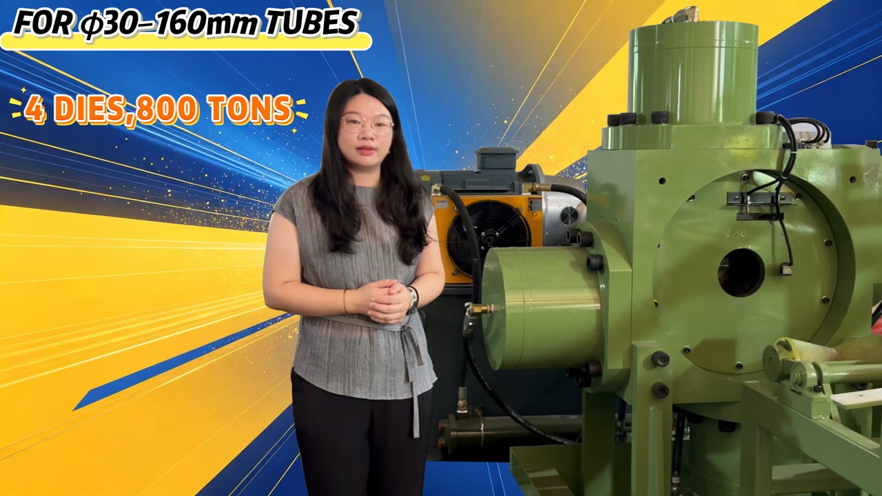 30–160 mm Precision Hydraulic Four-Die Pointing Machine for Metal Tubes – Wide-Range End Forming Without Cracking or Waste
