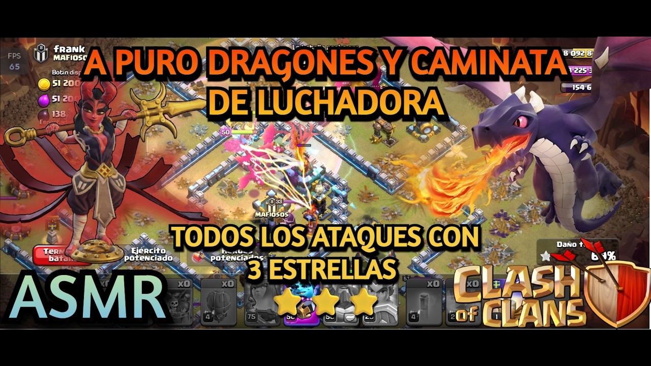 SIEMPRE 3 ESTRELLAS?? CAMINATA INVISIBLE Y DRAGONES 🤯😱 / CLASH OF CLANS / ASMR