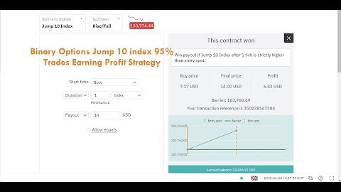 Binary Options Jump 10 index 95% Trades Earning Profit Rise fall Strategy