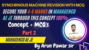 Synchronous Machine Revision Part 2 Expected Conceptual Question For #Mahagenco AE JE Concept +MCQ