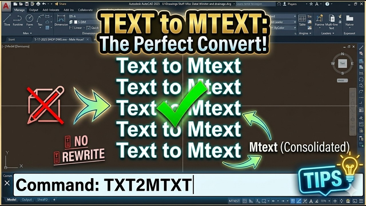 Mtext In Autocad How to Convert TEXT to MTEXT in AutoCAD - YouTube
