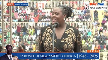 THE KING IS DEAD! Strong Winnie Odinga Powerfully pays tribute to her late father at Nyayo Stadium