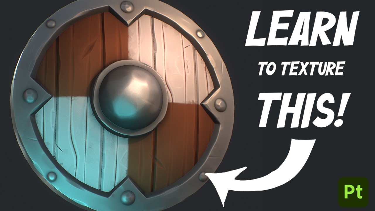 HOW I texture this STYLIZED SHIELD in SUBSTANCE PAINTER