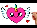 How to draw a heart with wings easy  drawing a cute heart