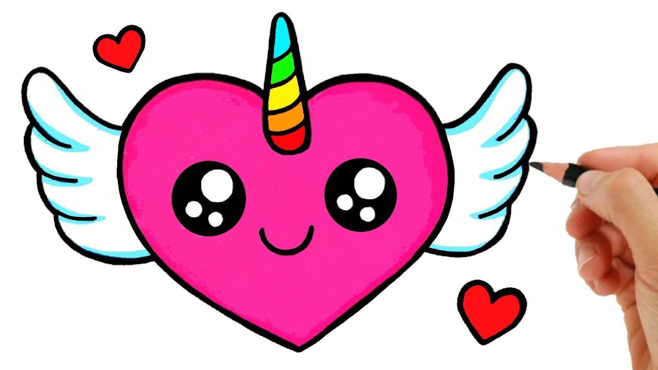 HOW TO DRAW A HEART WITH WINGS EASY - DRAWING A CUTE HEART - YouTube